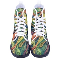 Outdoors Night Setting Scene Forest Woods Light Moonlight Nature Wilderness Leaves Branches Abstract Women s High-top Canvas Sneakers by Grandong