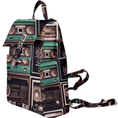 Retro Electronics Old Antiques Texture Wallpaper Vintage Cassette Tapes Retrospective Buckle Everyday Backpack by Grandong