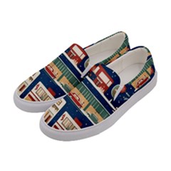 Cars Snow City Landscape Vintage Old Time Retro Pattern Women s Canvas Slip Ons by Maspions