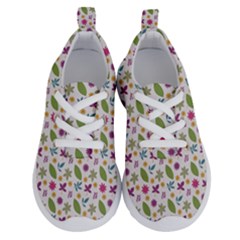 Pattern Flowers Leaves Green Purple Pink Running Shoes