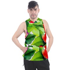 Watercolor Flowers Leaves Foliage Nature Floral Spring Men s Sleeveless Hoodie