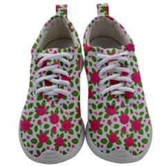 Flowers Leaves Roses Pattern Floral Nature Background Mens Athletic Shoes