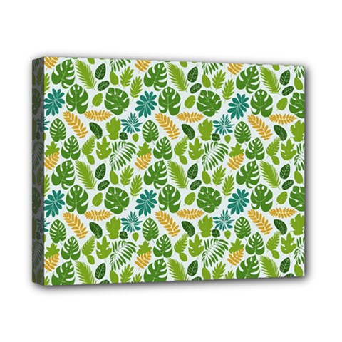Leaves Tropical Background Pattern Green Botanical Texture Nature Foliage Canvas 10  X 8  (stretched)
