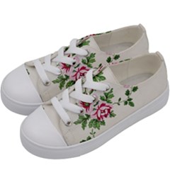 Vintage Flower Art Artwork Blooming Blossom Botanical Botany Nature Floral Pattern Kids  Low Top Canvas Sneakers by Maspions