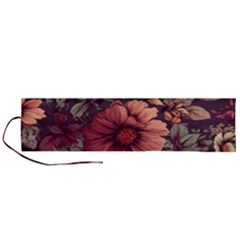 Flowers Pattern Texture Design Nature Art Colorful Surface Vintage Roll Up Canvas Pencil Holder (l)