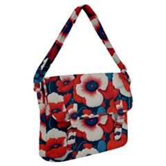 Red Poppies Flowers Art Nature Pattern Buckle Messenger Bag by Maspions