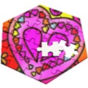 Stained Glass Love Heart Wooden Puzzle Hexagon View2
