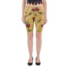 Childish Seamless Pattern With Dino Driver Yoga Cropped Leggings by Apen