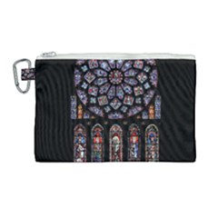 Chartres Cathedral Notre Dame De Paris Stained Glass Canvas Cosmetic Bag (large)