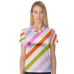 Lines Geometric Background V-neck Sport Mesh T-shirt