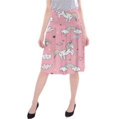 Cute Unicorn Seamless Pattern Midi Beach Skirt by Apen