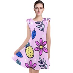 Flowers Petals Pineapples Fruit Tie Up Tunic Dress by Maspions