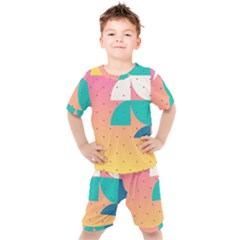 Abstract Geometric Bauhaus Polka Dots Retro Memphis Art Kids  T-shirt And Shorts Set
