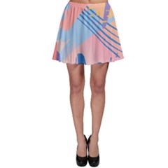 Abstract Lines Dots Pattern Purple Pink Blue Skater Skirt