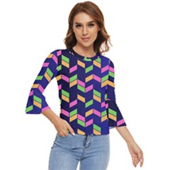 Background Pattern Geometric Pink Yellow Green Bell Sleeve Top