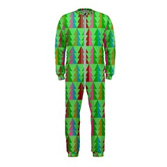 Trees Pattern Retro Pink Red Yellow Holidays Advent Christmas Onepiece Jumpsuit (kids)