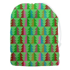Trees Pattern Retro Pink Red Yellow Holidays Advent Christmas Drawstring Pouch (3xl)