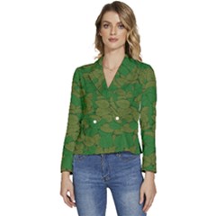 Vectors Leaves Background Plant Women s Long Sleeve Revers Collar Cropped Jacket