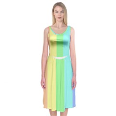 Rainbow Cloud Background Pastel Template Multi Coloured Abstract Midi Sleeveless Dress by Maspions