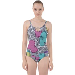 Lines Line Art Pastel Abstract Multicoloured Surfaces Art Cut Out Top Tankini Set by Maspions