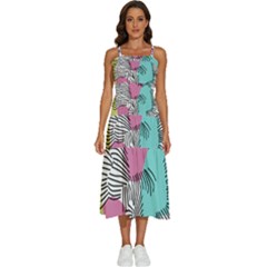 Lines Line Art Pastel Abstract Multicoloured Surfaces Art Sleeveless Shoulder Straps Boho Dress by Maspions