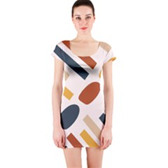 Boho Bohemian Style Design Minimalist Aesthetic Pattern Art Shapes Lines Short Sleeve Bodycon Dress