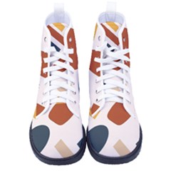 Boho Bohemian Style Design Minimalist Aesthetic Pattern Art Shapes Lines Kid s High-top Canvas Sneakers