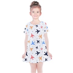Airplane Pattern Plane Aircraft Fabric Style Simple Seamless Kids  Simple Cotton Dress by Bedest
