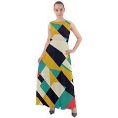 Geometric Pattern Retro Colorful Abstract Chiffon Mesh Boho Maxi Dress by Bedest