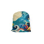 Waves Ocean Sea Abstract Whimsical Abstract Art Pattern Abstract Pattern Water Nature Moon Full Moon Drawstring Pouch (Small)