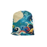 Waves Ocean Sea Abstract Whimsical Abstract Art Pattern Abstract Pattern Water Nature Moon Full Moon Drawstring Pouch (Medium)