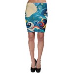 Waves Ocean Sea Abstract Whimsical Abstract Art Pattern Abstract Pattern Water Nature Moon Full Moon Bodycon Skirt