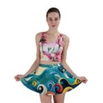 Waves Ocean Sea Abstract Whimsical Abstract Art Pattern Abstract Pattern Water Nature Moon Full Moon Mini Skirt