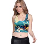 Waves Ocean Sea Abstract Whimsical Abstract Art Pattern Abstract Pattern Water Nature Moon Full Moon Racer Back Crop Top