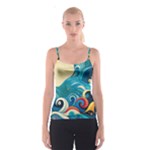 Waves Ocean Sea Abstract Whimsical Abstract Art Pattern Abstract Pattern Water Nature Moon Full Moon Spaghetti Strap Top