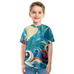 Waves Ocean Sea Abstract Whimsical Abstract Art Pattern Abstract Pattern Water Nature Moon Full Moon Kids  Sport Mesh T-Shirt