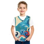 Waves Ocean Sea Abstract Whimsical Abstract Art Pattern Abstract Pattern Water Nature Moon Full Moon Kids  Basketball Tank Top