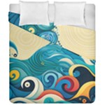 Waves Ocean Sea Abstract Whimsical Abstract Art Pattern Abstract Pattern Water Nature Moon Full Moon Duvet Cover Double Side (California King Size)