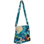 Waves Ocean Sea Abstract Whimsical Abstract Art Pattern Abstract Pattern Water Nature Moon Full Moon Zipper Messenger Bag