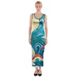Waves Ocean Sea Abstract Whimsical Abstract Art Pattern Abstract Pattern Water Nature Moon Full Moon Fitted Maxi Dress