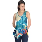 Waves Ocean Sea Abstract Whimsical Abstract Art Pattern Abstract Pattern Water Nature Moon Full Moon Sleeveless Tunic