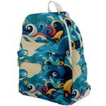 Waves Ocean Sea Abstract Whimsical Abstract Art Pattern Abstract Pattern Water Nature Moon Full Moon Top Flap Backpack