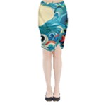 Waves Ocean Sea Abstract Whimsical Abstract Art Pattern Abstract Pattern Water Nature Moon Full Moon Midi Wrap Pencil Skirt