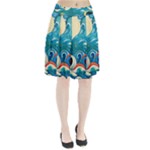 Waves Ocean Sea Abstract Whimsical Abstract Art Pattern Abstract Pattern Water Nature Moon Full Moon Pleated Skirt