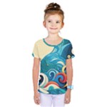 Waves Ocean Sea Abstract Whimsical Abstract Art Pattern Abstract Pattern Water Nature Moon Full Moon Kids  One Piece T-Shirt