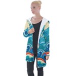 Waves Ocean Sea Abstract Whimsical Abstract Art Pattern Abstract Pattern Water Nature Moon Full Moon Longline Hooded Cardigan