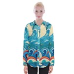 Waves Ocean Sea Abstract Whimsical Abstract Art Pattern Abstract Pattern Water Nature Moon Full Moon Womens Long Sleeve Shirt