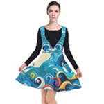 Waves Ocean Sea Abstract Whimsical Abstract Art Pattern Abstract Pattern Water Nature Moon Full Moon Plunge Pinafore Dress