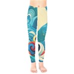 Waves Ocean Sea Abstract Whimsical Abstract Art Pattern Abstract Pattern Water Nature Moon Full Moon Kids  Leggings