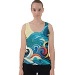 Waves Ocean Sea Abstract Whimsical Abstract Art Pattern Abstract Pattern Water Nature Moon Full Moon Velvet Tank Top